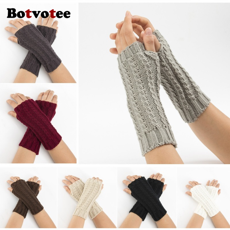 Fingerless Glove Knit - Botvotee Y2k Guanti invernali mezze dita