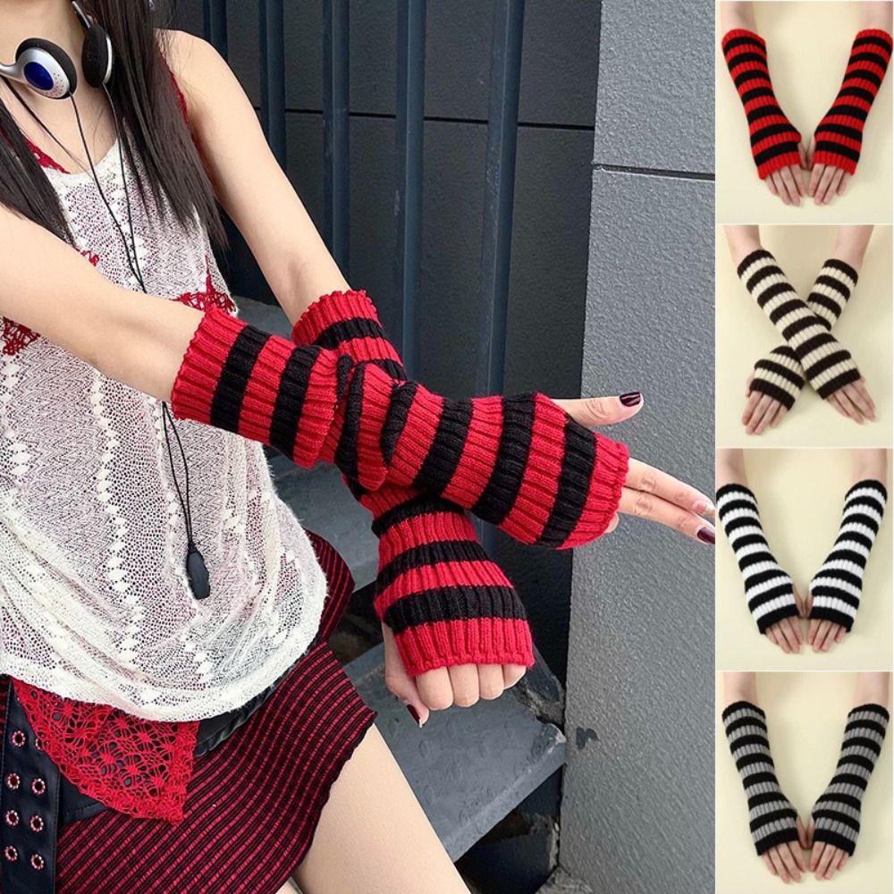 Manicotti a Maglia a Righe Y2K - Fingerless Glove Knit recensione e prezzo